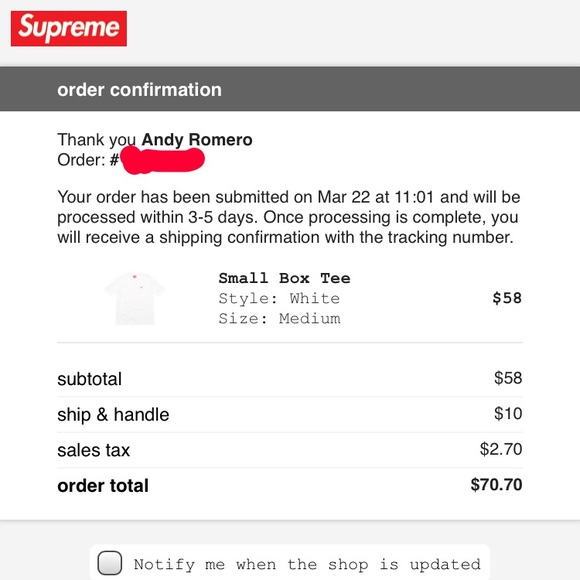 (SOLD)Supreme SS18 Small Box Logo Tee - Picture 5 of 5